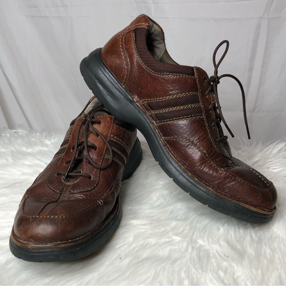 Men's Clarks Oxfords Shoes Brown Leather Lightweight Laced Size 9.5M 82469